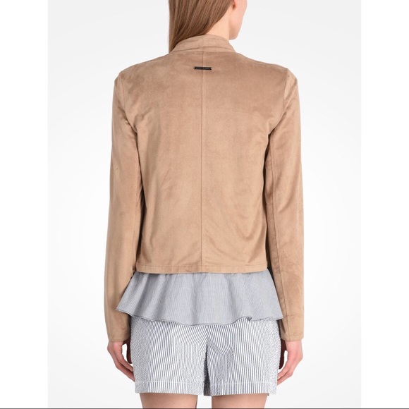 Armani Exchange Brown Tan Faux Suede Fluid Blazer Cardigan - Picture 5 of 12